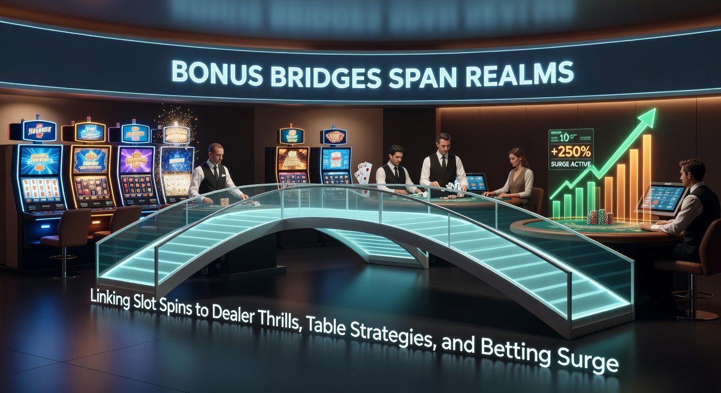 Dynamic illustration of bonus flows connecting blackjack strategies, poker hands, and craps rolls across a unified casino dashboard