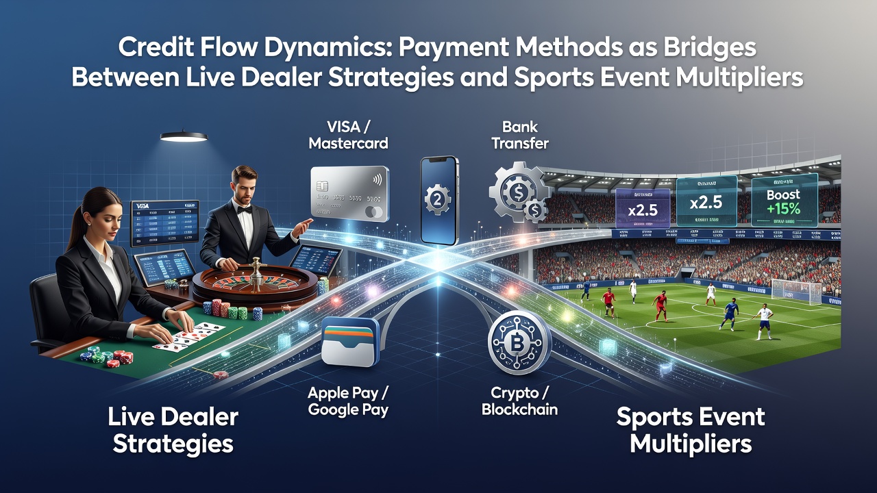 Diagram of transaction pathways showing credit moving from live dealer sessions into sports accumulator bets