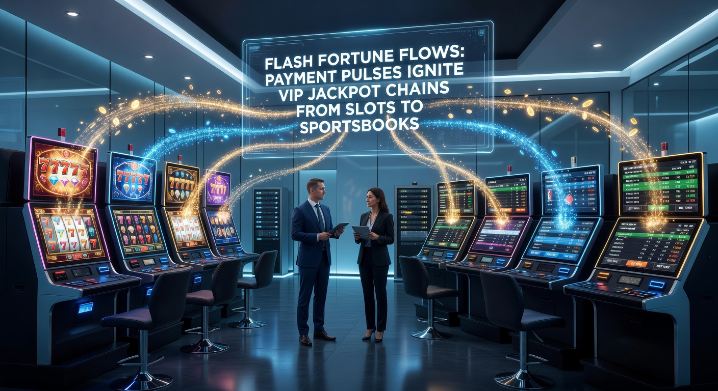 Vibrant visualization of VIP progress bars filling rapidly via payment icons, transitioning from colorful slot reels to sportsbook scoreboards with exploding jackpot links