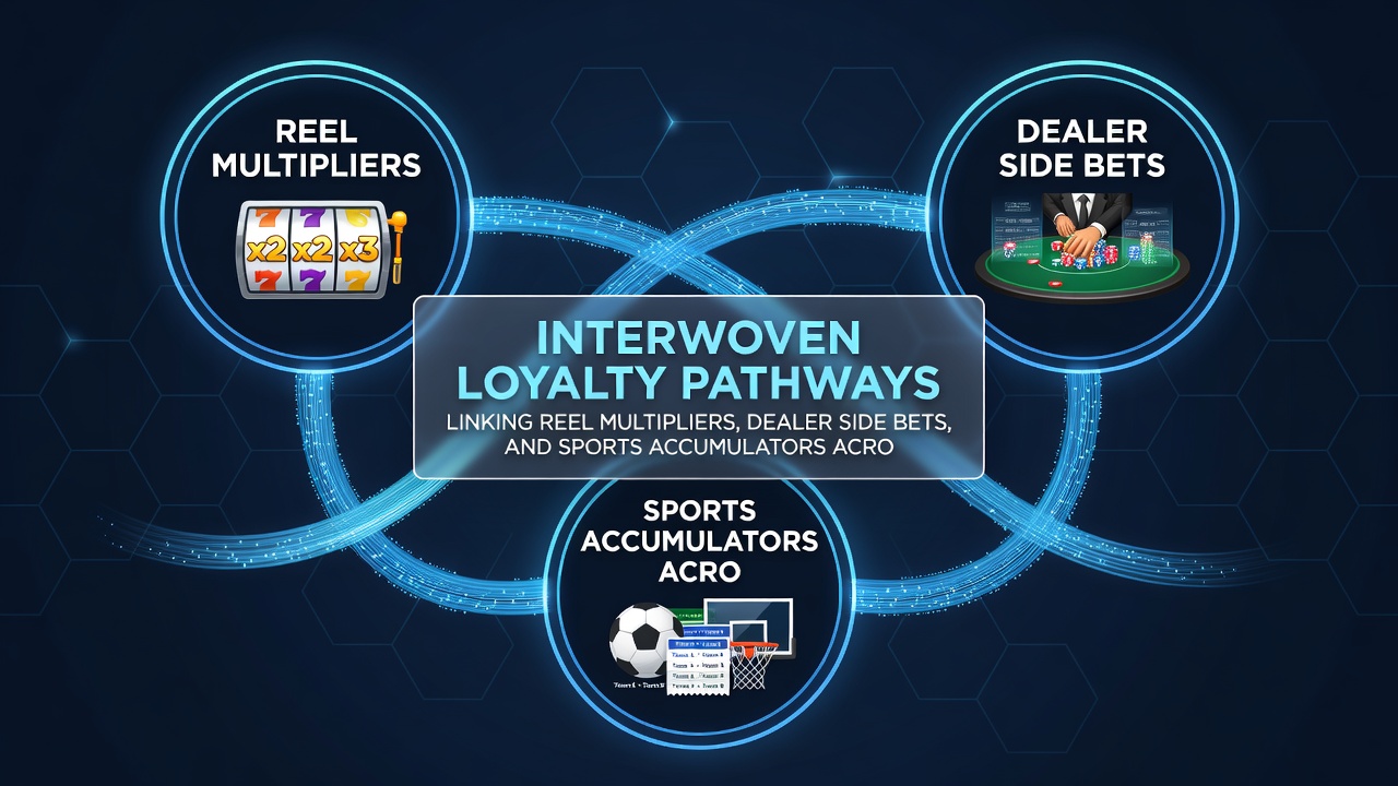 Screenshot of a loyalty dashboard displaying points earned from slot multipliers, dealer side bets, and sports accumulators in one unified view