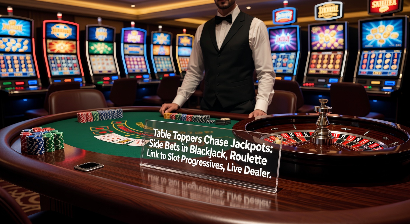 Live dealer at a roulette table with digital progressive jackpot display overhead, roulette wheel spinning amid excited players
