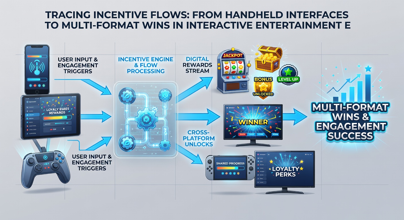 Network diagram illustrating reward pathways from mobile interfaces to console, VR, and PC entertainment formats