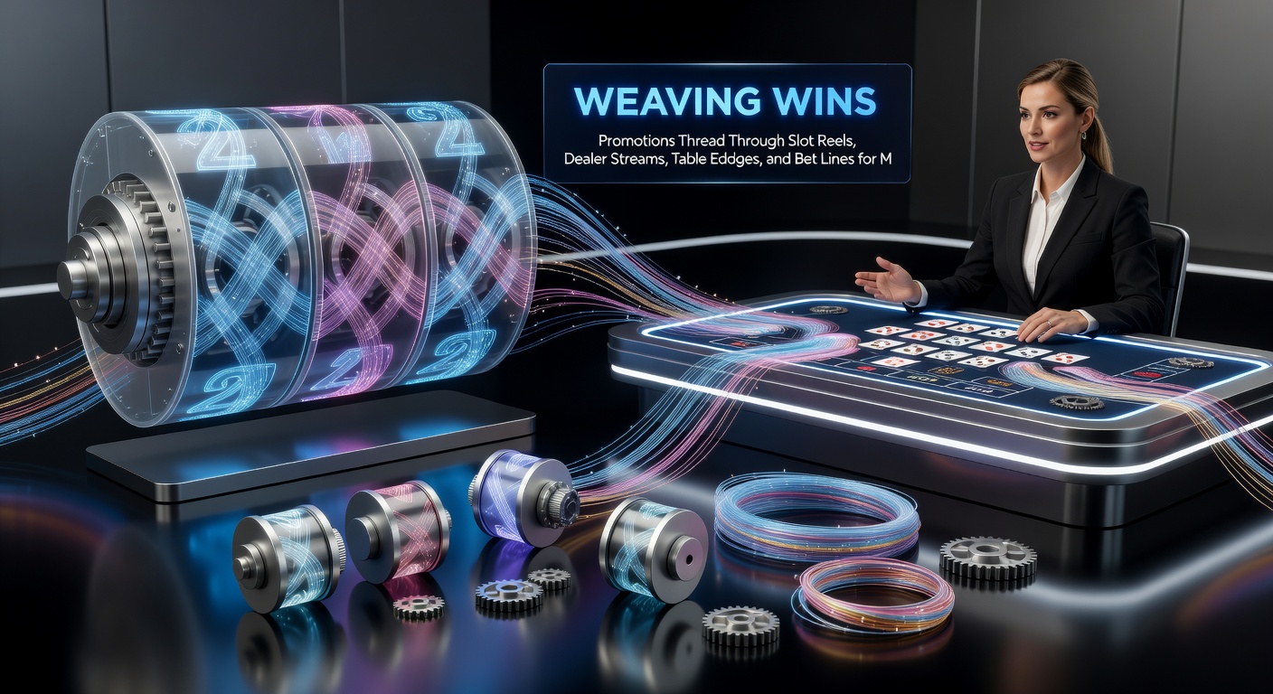 Mobile phone displaying intertwined casino promotions: slot jackpots feeding into live dealer bonuses, table edges, and sports bet accumulators